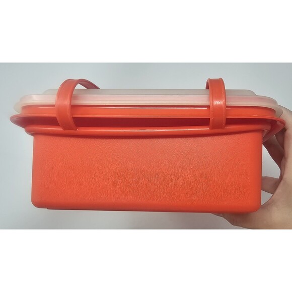 Tupperware Pack N Carry Lunch Box Set Vintage Paprika Red #1254-3 - Picture 6 of 16